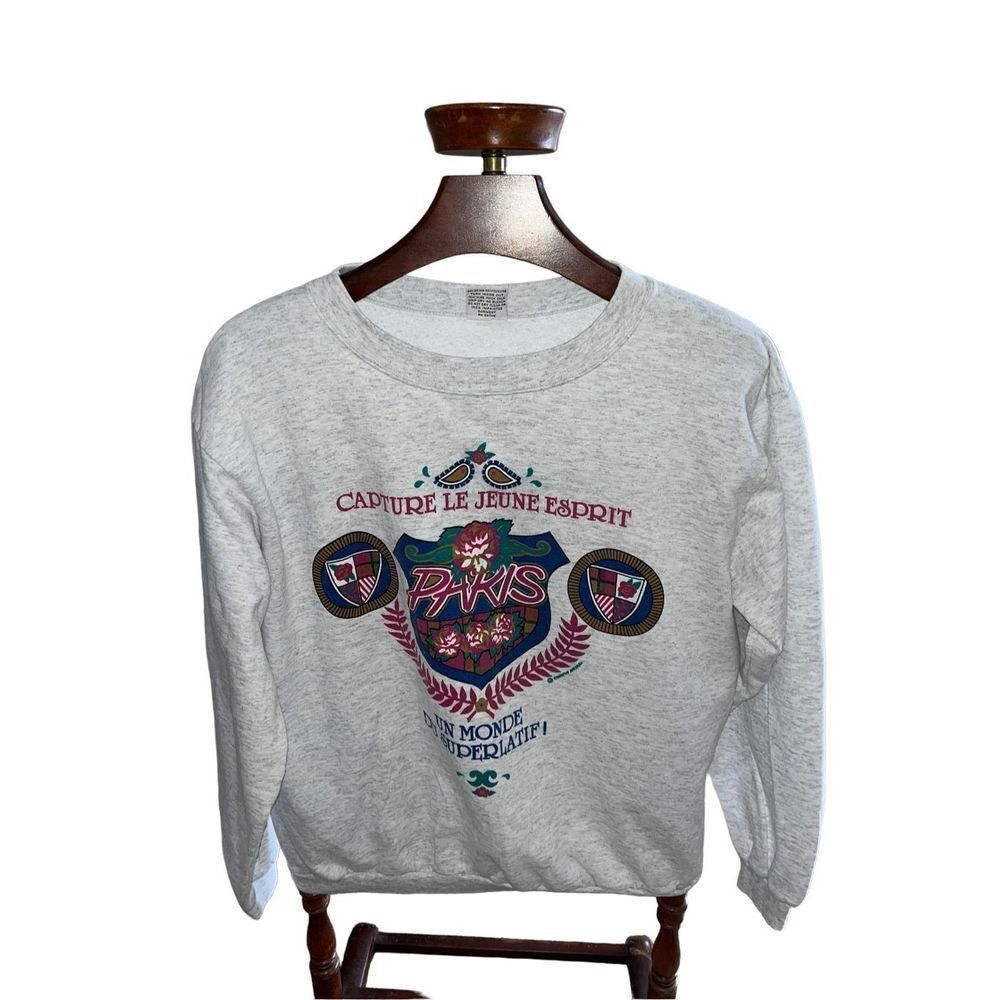 Vintage 90s Paris Sweatshirt Large Crewneck Rich Tees